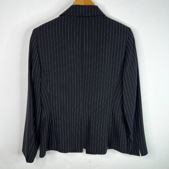 Tahari Arthur S. Levine Black Pinstripe Button Front Blazer 6 - Picture 3 of 15